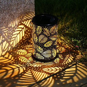 Holiday Party Solar Lantern Lights Bloom Leaf Pattern Home Garden Night Light