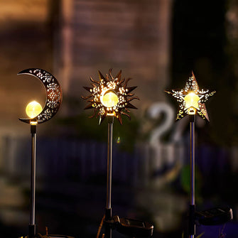 Sun Moon Star Combination Garden Lawn Decoration Stake Light,outdoor Waterproof Party Light