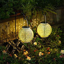 Outdoor White Small Lantern Solar Light Garden Patio Hanging Lights Solar Desk Lamp( 2 Packs)