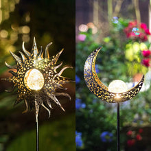 Moon And Sun Background Solar Lights,Outdoor Courtyard Garden Lights Ideas