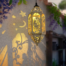 Beautiful Angel and Moon Star Outdoor Solar Hanging Lights,Balcony Garden White Chandelier