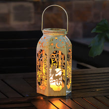 Vintage White Angel Moon Star Hollow Out Solar Lamp,Outdoor Wall Hanging Lights