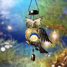 Retro Outdoor Window Balcony Owl Solar Lights With Wind Chimes,Garden Waterproof Decoration