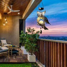 Retro Outdoor Window Balcony Owl Solar Lights With Wind Chimes,Garden Waterproof Decoration