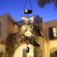 Retro Outdoor Window Balcony Owl Solar Lights With Wind Chimes,Garden Waterproof Decoration