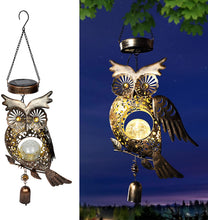 Retro Outdoor Window Balcony Owl Solar Lights With Wind Chimes,Garden Waterproof Decoration